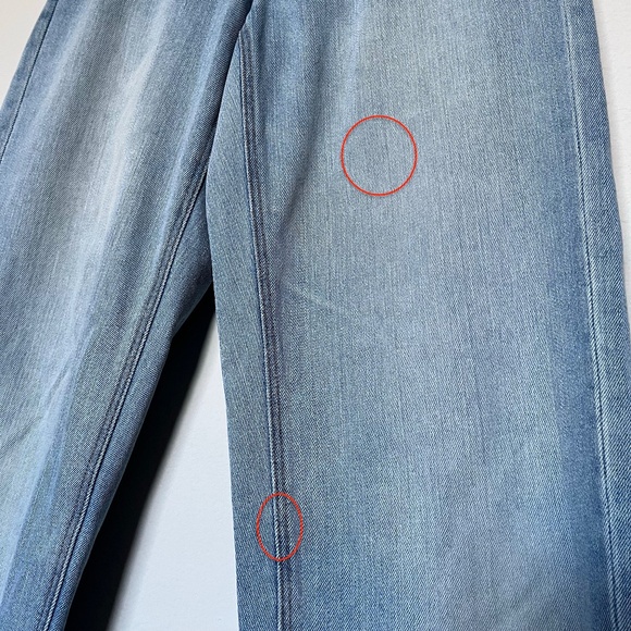 American Eagle Baggy Mom Jeans Hi-Rise Blue Paper bag Elastic Waist Size 4 / 27 - Picture 11 of 12